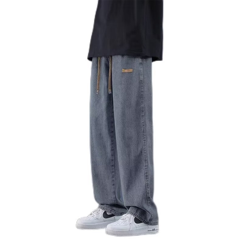 Men Jeans Summer Loose Straight-Leg Wide-Leg Pants Casual Pants