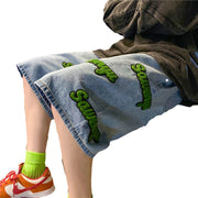 Men Jeans Shorts Summer Loose Casual Pants Retro Cropped Pants