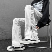 Men Jeans Vintage Jeans Black Elastic Loose Straight Casual Trousers