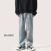 Men Jeans Spring and Autumn Straight Retro Wide-Leg Pants