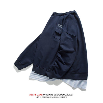 Men Pullover Hoodie Spring Sweater Men's Loose All-Match Japanese-Style Retro