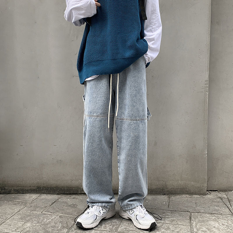 Men Jeans Spring and Autumn Jeans Men's Business Shirt Straight-Leg Pants Loose Wide Leg Pants
