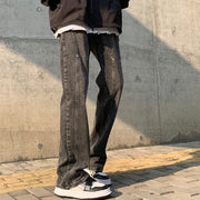 Men Jeans Fall/Winter Slim Stitching Pants Loose Straight Casual Trousers