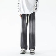 Men Jeans Gradient Jeans Men Retro Washed Loose Wide-Leg Straight Trousers