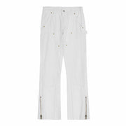 Men Jeans Casual Pants Zipper Cargo Pants Straight Bootleg Pants