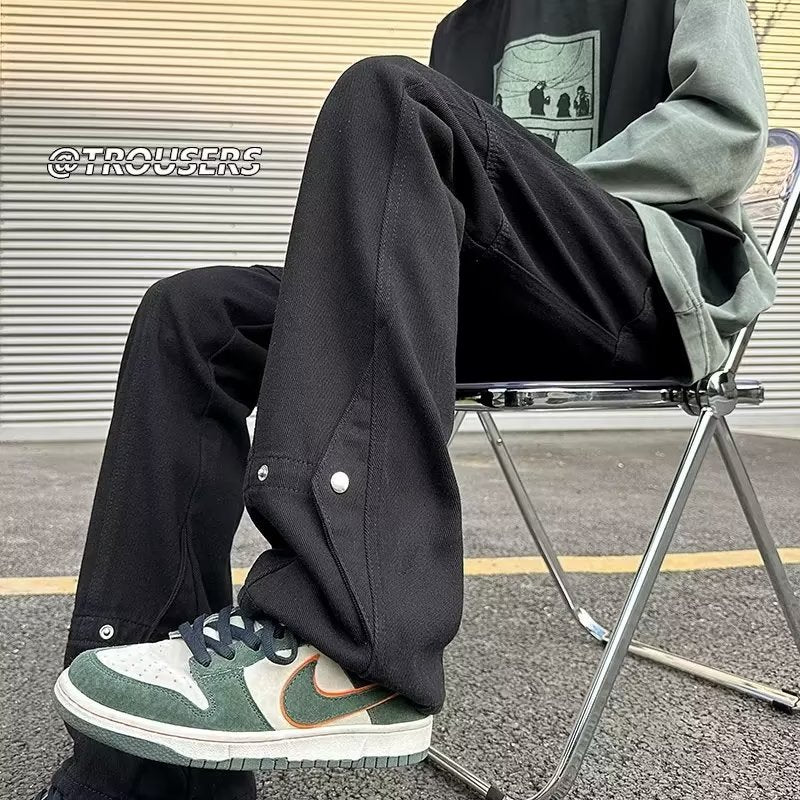 Men Jeans Summer Retro Baggy Straight Trousers
