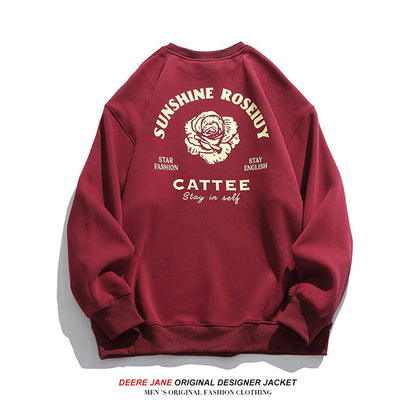 Men Pullover Hoodie round Neck Sweater Men's Winter Couple