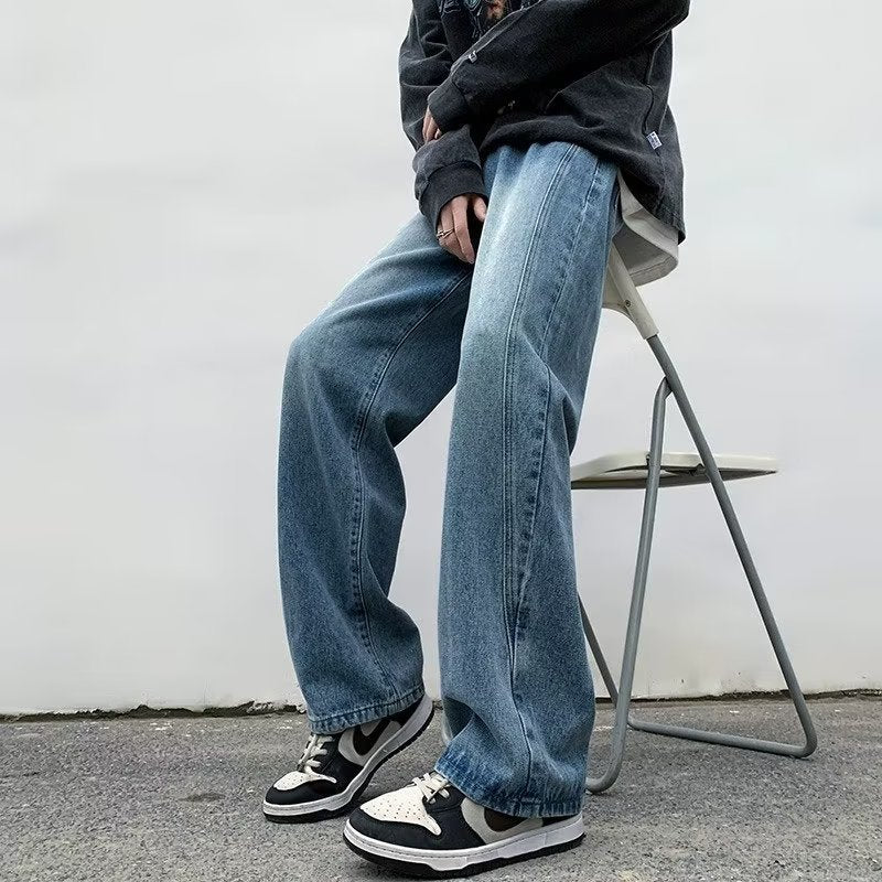 Men Jeans Spring and Autumn Large Straight-Leg Pants Pants