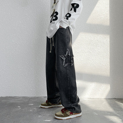 Men Jeans Retro Washed Casual Trousers