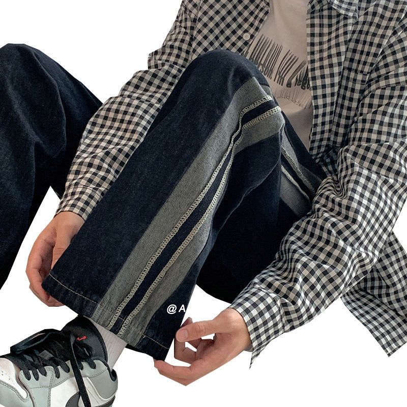 Men Jeans Loose Straight Jeans Wide Leg Pants