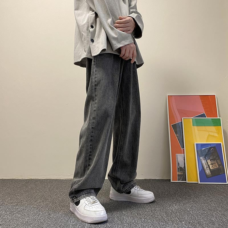 Men Jeans Fall Baggy Straight Trousers Spring and Autumn