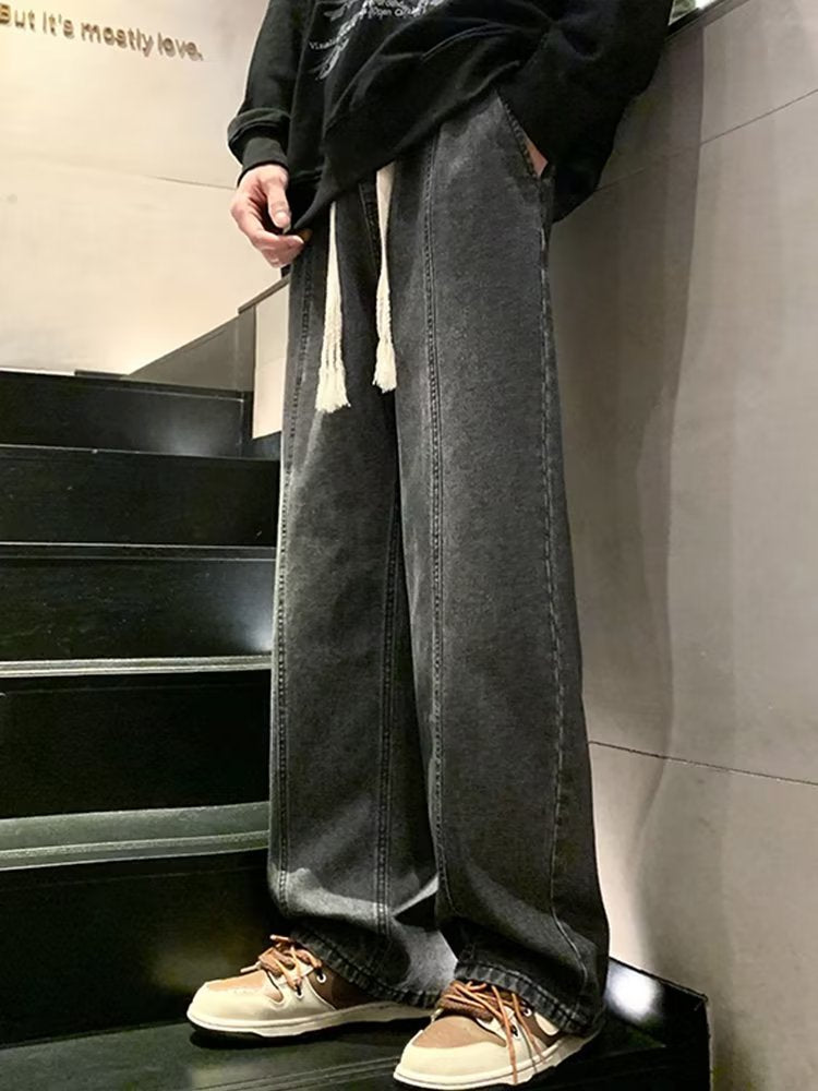 Men Jeans Summer Retro Casual Straight Pants