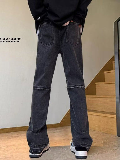 Men Jeans Vintage Jeans Men's Skinny Slim-Fitting Workwear Straight-Leg Pants