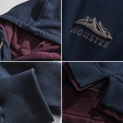 Men Pullover Hoodie Spring Patchwork Hoodie Men Spring Loose Casual