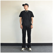 Men Jeans Zipper Slit Slightly Flared Casual Pants Loose Cargo Pants