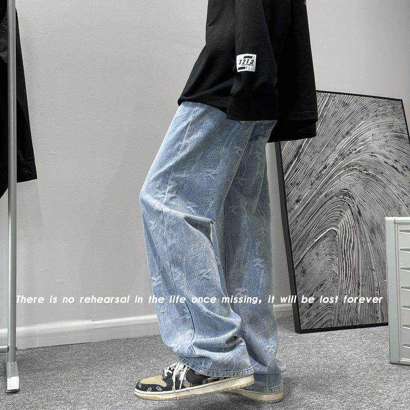 Men Jeans Summer Casual Pants Wide Leg Trousers