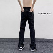 Men Jeans Washed Worn Jeans Men's Straight Loose Flared Pants