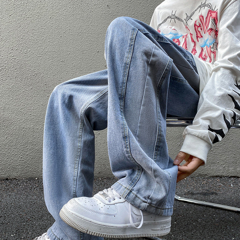 Men Jeans Gradient Jeans Men Spring Autumn Loose Straight Trousers