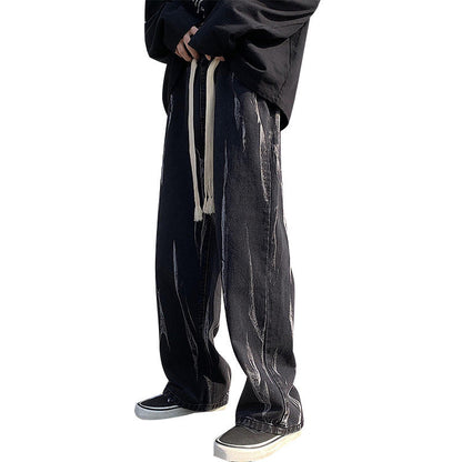 Men Jeans Tie-Dyed Jeans Men Spring Baggy Straight Trousers