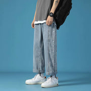 Men Jeans Paisley Jeans Summer Loose Casual Pants Retro Straight-Leg Pants