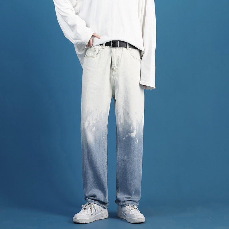 Men Jeans Summer Loose Straight Wide Leg Couple Casual Pants
