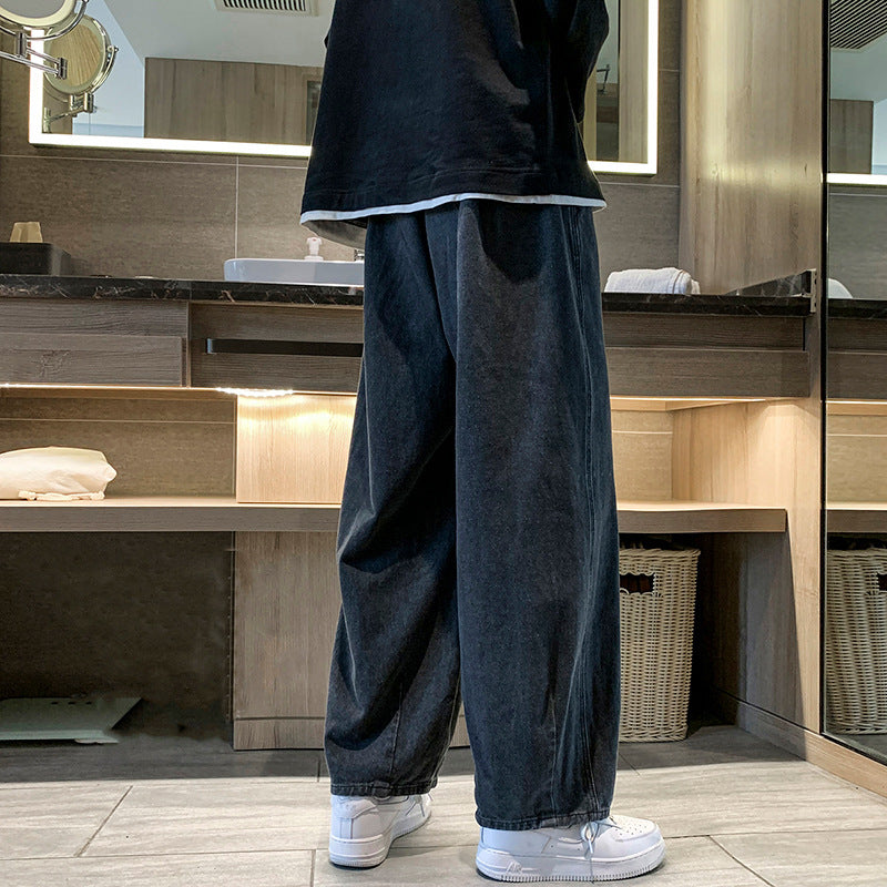 Men Jeans Vintage Jeans Men's Loose Straight Wide Leg Pants