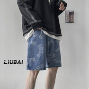 Men Jeans Summer Denim Shorts Loose Straight Casual Shorts