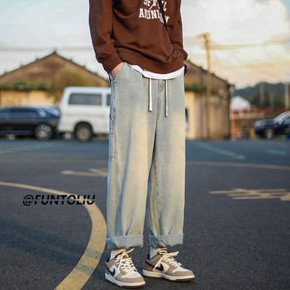 Men Jeans Washed Cargo Pants