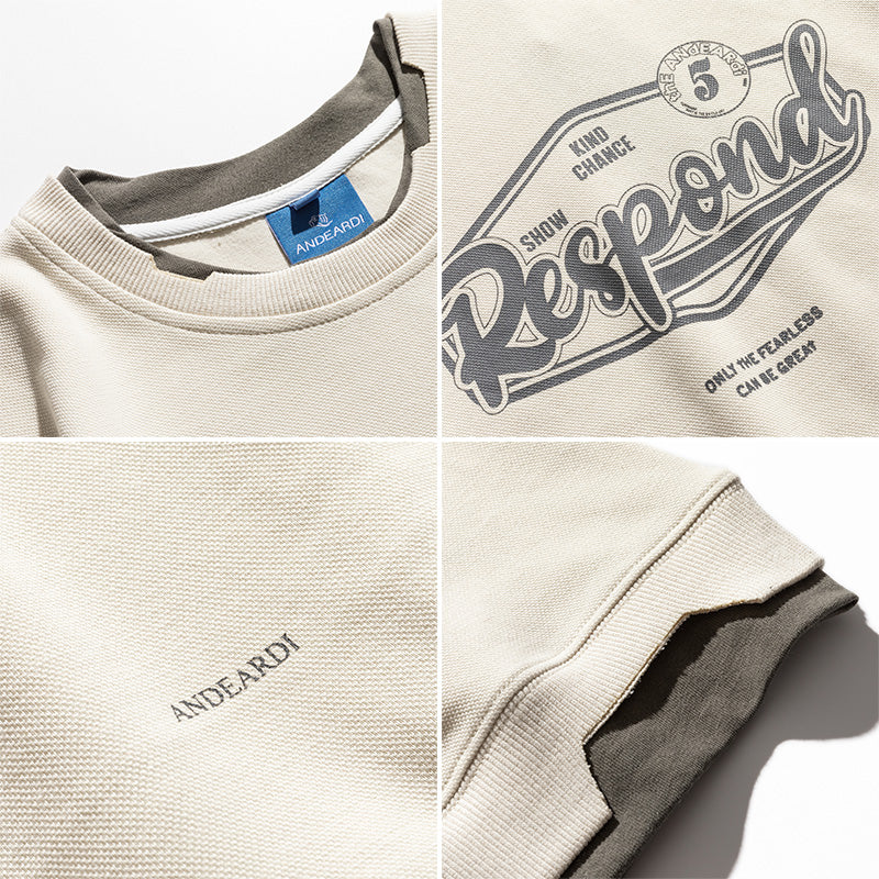 Men Pullover Hoodie Patchwork round Neck Sweater Men's and Women's Spring and Autumn Loose Top