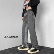 Men Jeans Retro Straight-Leg Pants Wide Leg Trousers