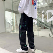 Men Jeans Splash-Ink Jeans Men's Autumn Baggy Straight Trousers Casual Trousers