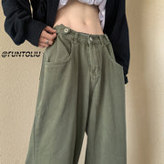 Men Jeans Vintage Jeans Men Loose Straight Cargo Pants