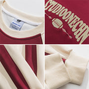 Men Pullover Hoodie Spring Patchwork Sweater Men Couple Letters round Neck Loose All-Match