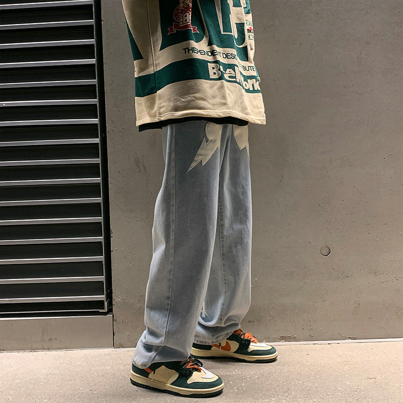 Men Jeans Spring and Autumn Loose Denim Trousers
