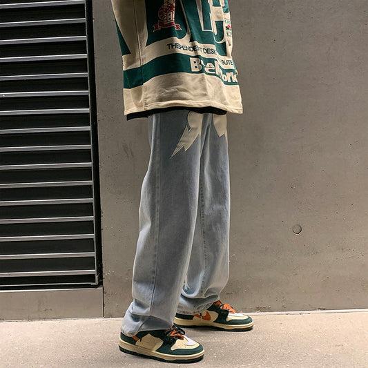 Men Jeans Spring and Autumn Loose Denim Trousers