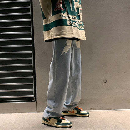 Men Jeans Spring and Autumn Loose Denim Trousers