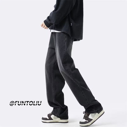 Men Jeans Spring Retro Straight-Leg Pants