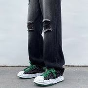 Men Jeans Ripped Jeans Men's Summer Retro Men's Black Trousers Loose Straight