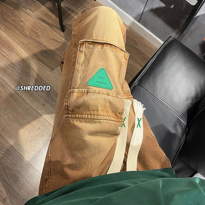 Men Jeans Cargo Jeans Loose Straight Wide Leg Casual Trousers