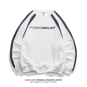 Men Pullover Hoodie Sweater Men's Spring Color-Block Crew Neck Versatile Casual