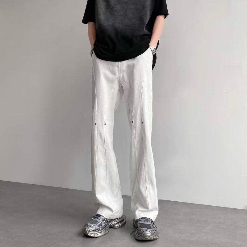 Men Jeans White Jeans Men's Summer Straight-Leg Trousers