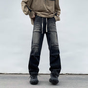 Men Jeans Cargo Jeans Spring and Autumn Zipper Wide Leg Trousers