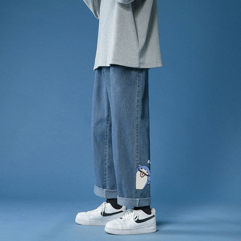 Men Jeans Summer Baggy Straight Trousers