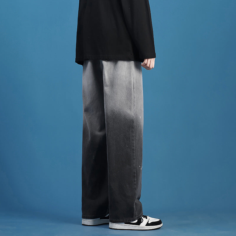 Men Jeans Summer Loose Straight Wide Leg Couple Casual Pants