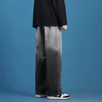 Men Jeans Summer Loose Straight Wide Leg Couple Casual Pants
