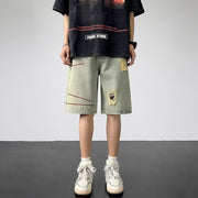 Men Jeans Ripped Denim Shorts Men's Summer Retro Casual Pants