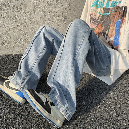 Men Jeans Washed Jeans Men Spring/Summer Straight-Leg Pants