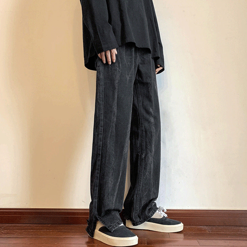 Men Jeans Vintage Jeans Men's Summer Loose Wide-Leg Straight Pants