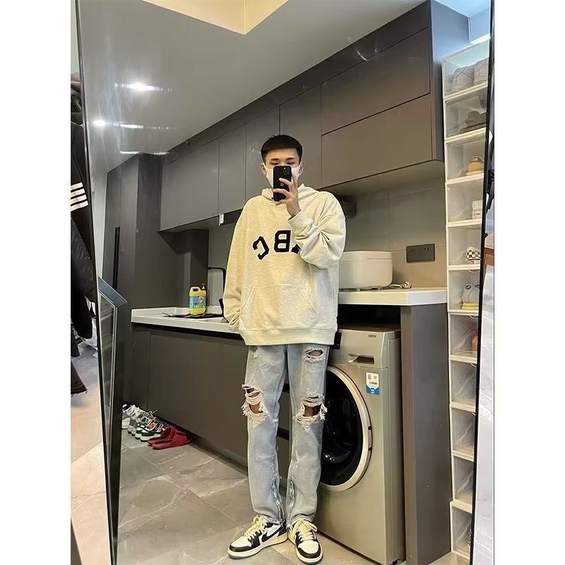 Men Jeans Split Ripped Jeans