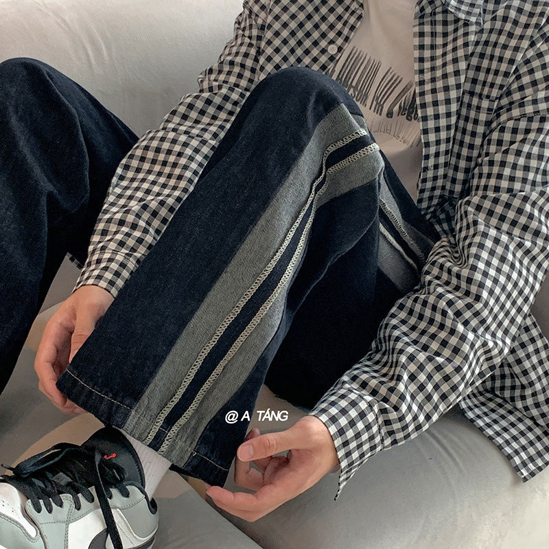 Men Jeans Loose Straight Jeans Wide Leg Pants